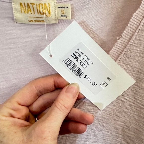 Nation LTD Cream and Pink Relaxed Fit Short Sleeve Tee - Picture 3 of 4